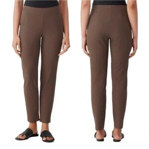 Eileen Fisher Pull On Stretchy Brown Viscose Blend Pants